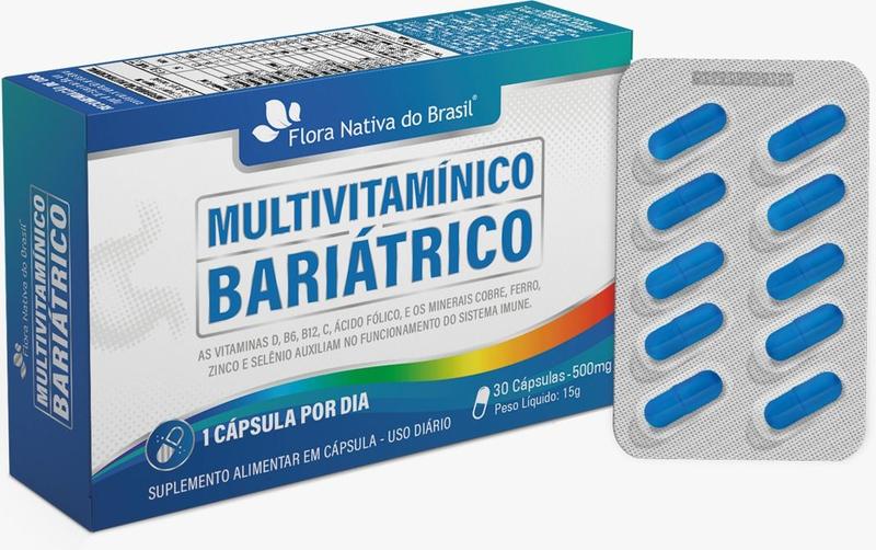 Imagem de 3x Multivitamínico Bariátrico Com Vitamina D B6 B12 Ácido Fólico Cobre Ferro Zinco 30 Caps 500mg