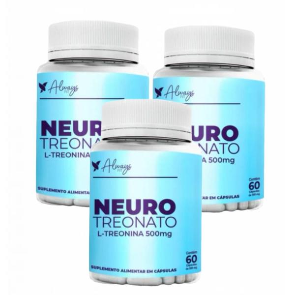 Imagem de 3x Neuro Treonato- L Treonina 500mg- 60 Cápsulas- Always Fit