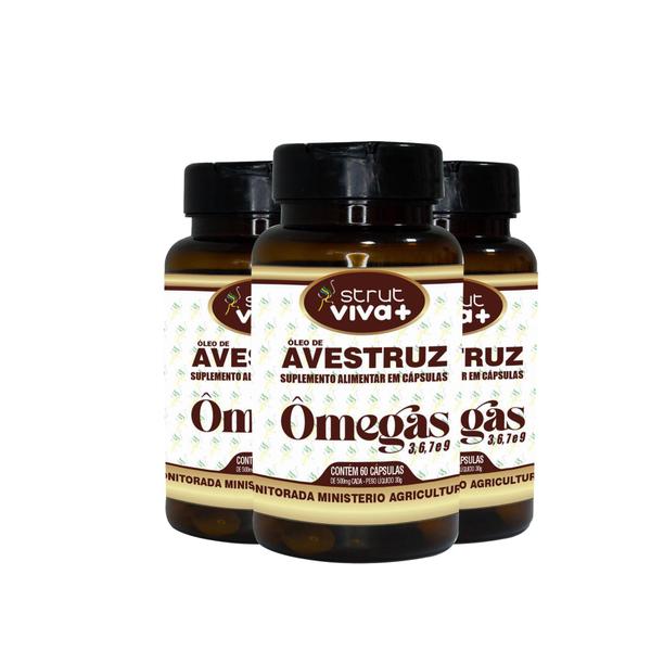 3X Oleo De Avestruz Strut Omega 3 6 7 9 - Genuinamente Strut Imagem de 3X Oleo De Avestruz Strut Omega 3 6 7 9