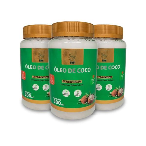 Imagem de 3X Oleo De Coco Organico Extravirgem Hf Suplementos