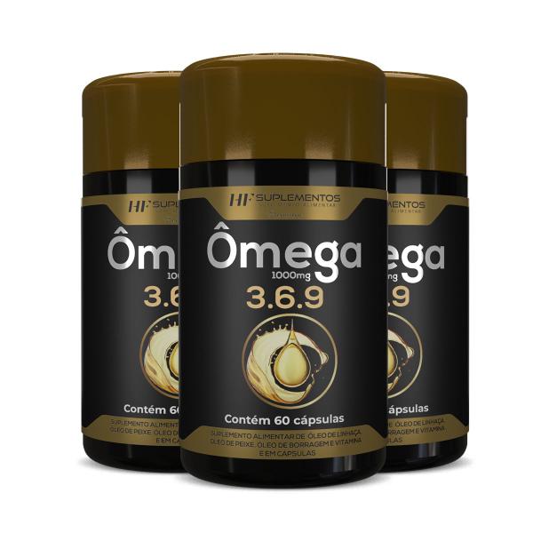 Imagem de 3x OMEGA 3 6 9 60CAPS PEIXE LINHAÇA BORRAGEM HF SUPLEMENTS