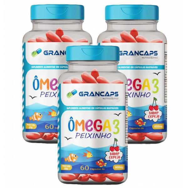 Imagem de 3x Ômega 3 -800mg-60 Cápsulas Mastigáveis Sabor Cereja