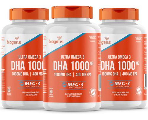 Imagem de 3x Omega 3 Dha 1000mg -Epa 400mg Cert. Mag-3 60cps Biogens