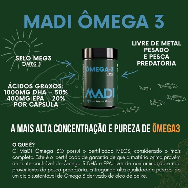 Imagem de 3x Ômega 3 Dha 1000mg Epa 400mg MaDi 60 Cápsulas