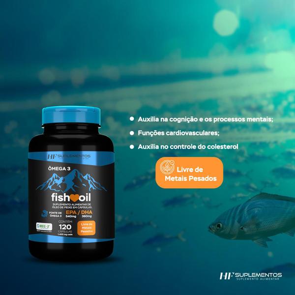 Imagem de 3x omega 3 fish oil meg 3 120 cps hf suplementos