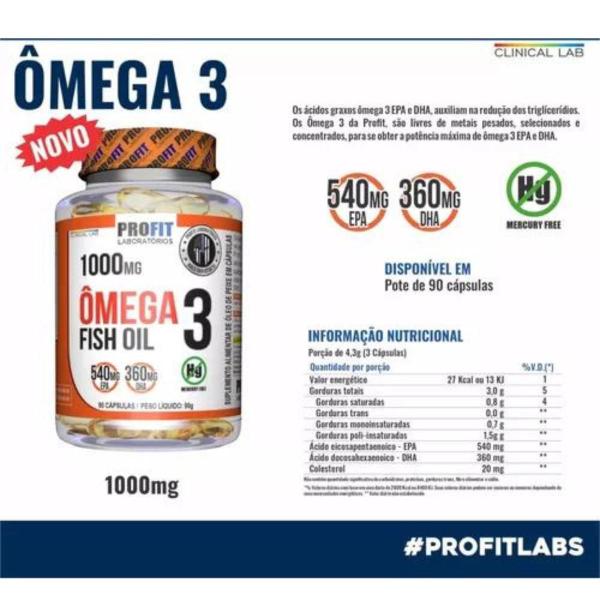 Imagem de 3x Ômega 3 Mercury Free Epa 540mg Dha 360mg Profit 90 Cápsulas