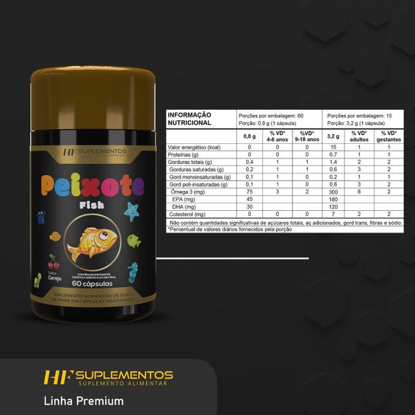 Imagem de 3X Peixote Omega 3 Infantil Mastigavel 60Caps Hf Suplementos