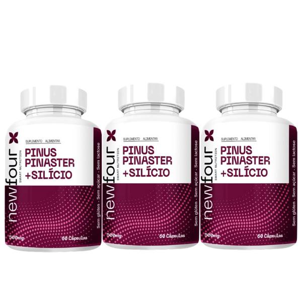 Imagem de 3x Pinus Pinaster Com Procianidinas + Silício 60 Cápsulas 500mg - New Four