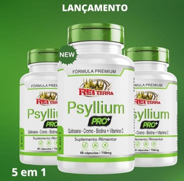 Imagem de 3x Psyllium Pro 750mg 180cps Quitosana - Cromo - Biotina - VItamina C