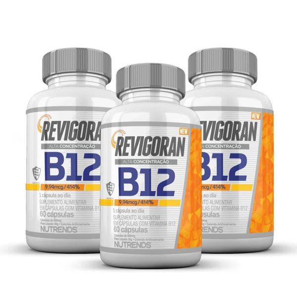 Imagem de 3x Revigoran Vitamina B12 9,94mcg Nutrends 60 Cápsulas