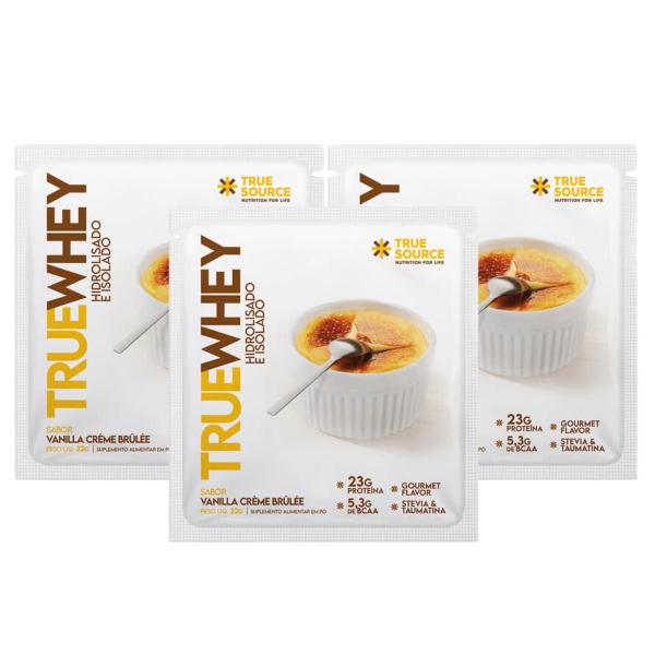3x Sachê True Whey Proteína Vanilla Creme Brulee True Source 32g Imagem de 3x Sachê True Whey Proteína Vanilla Creme Brulee True Source 32g