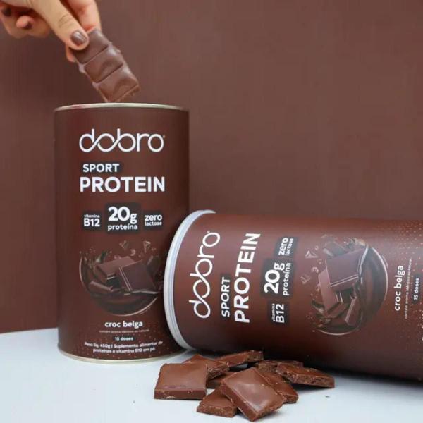 3x Sport Protein Vegana Dobro Chocolate Belga 450g Imagem de 3x Sport Protein Vegana Dobro Chocolate Belga 450g