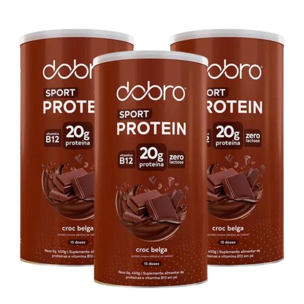 Imagem de 3x Sport Protein Vegana Dobro Chocolate Belga 450g