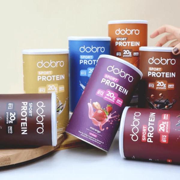 3x Sport Protein Vegana Dobro Chocolate Belga 450g Imagem de 3x Sport Protein Vegana Dobro Chocolate Belga 450g