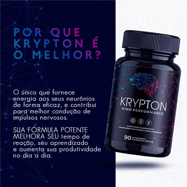 Imagem de 3x Suplemento Alimentar Krypton Mind Performance - Com Coenzima Q10, Cafeína, Taurina e Creatina - 90 Comprimidos