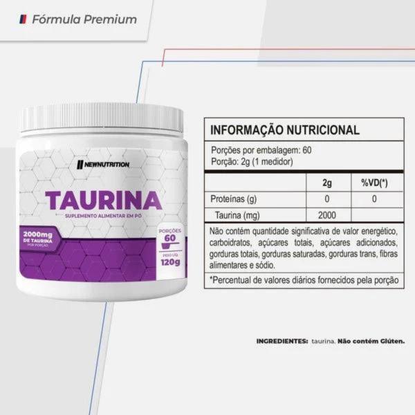 Imagem de 3x Taurina em Pó Natural New Nutrition 120g