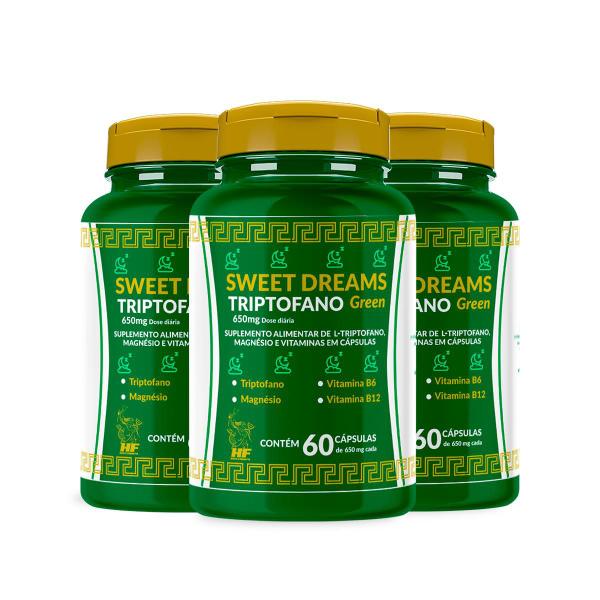 Imagem de 3x TRIPTOFANO SWEET DREAMS 650MG HF SUPLEMENTS 60CAPS