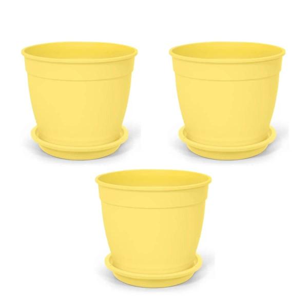 Imagem de 3X Vaso Aquarela com Prato 1,5 (0,25L) Amarelo NUTRIPLAN