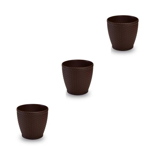 Imagem de 3X Vaso Rattan Médio 02 (0,75L) Coffee INJEPLASTEC