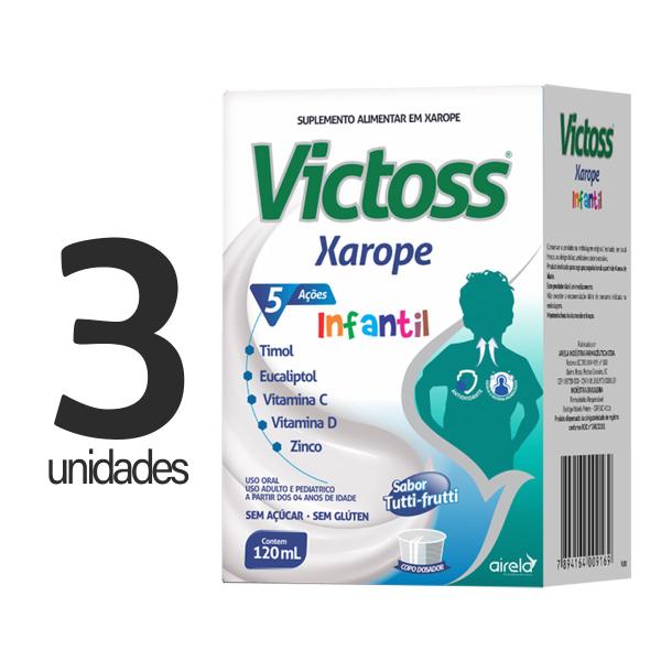 Imagem de 3x Victoss Xarope Infantil 120ml Vitamina C D Mentolado