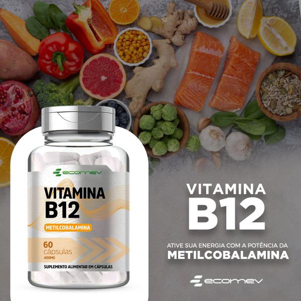 Imagem de 3x Vitamina B12 Metilcobalamina (forma Ativa) 400mg 180cáp - Ecomev