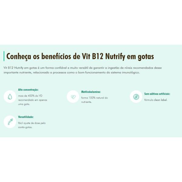 Imagem de 3x Vitamina B12 Vegana Nutrify 20ml Metilcobalamina 413% Vd