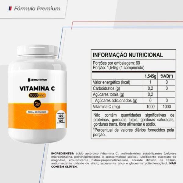 Imagem de 3x Vitamina C 1000mg New Nutrition 120 Cápsulas