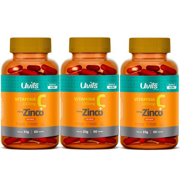 3x Vitamina C Z 60 Cápsulas - Uvits Imagem de 3x Vitamina C Z 60 Cápsulas - Uvits