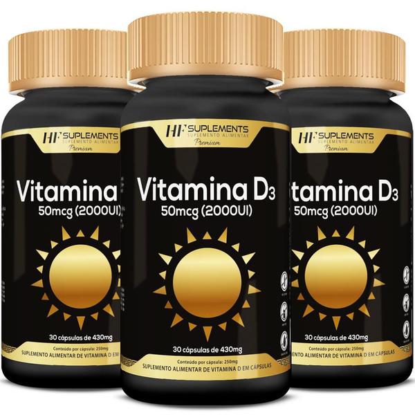 Imagem de 3x vitamina d3 2000ui 30caps premium hf suplements