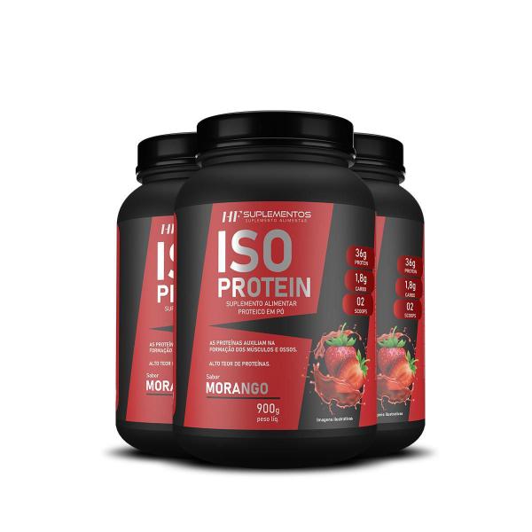 Imagem de 3X Whey Isolado Protein Morango 900G Hf Suplementos