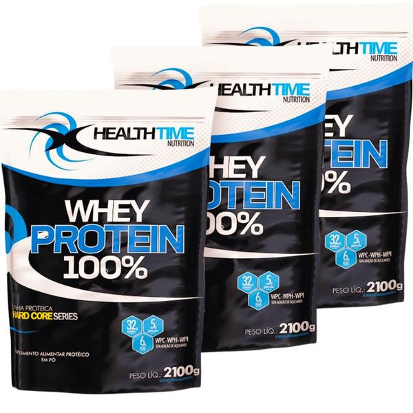 Imagem de 3x Whey Protein 100% Health Time 2,1kg (6,3kg)iso, Conc, Hid