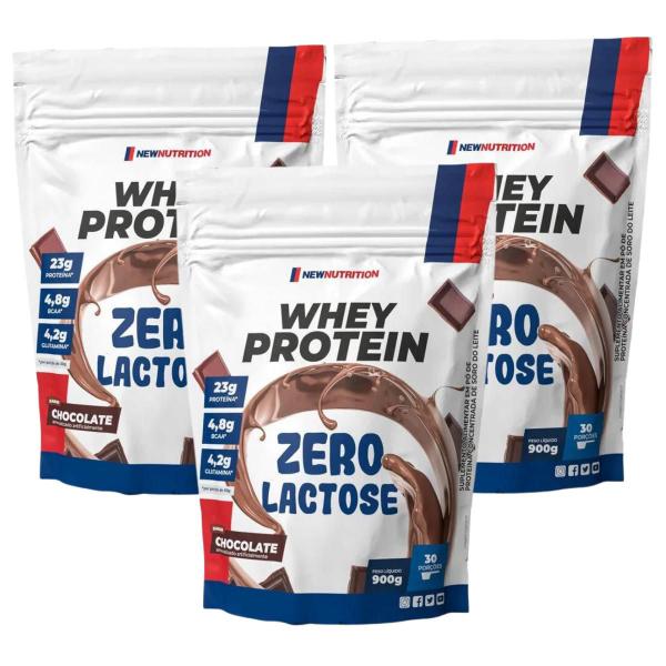 Imagem de 3x Whey Protein Concentrado Zero Lactose 900g New Nutrition