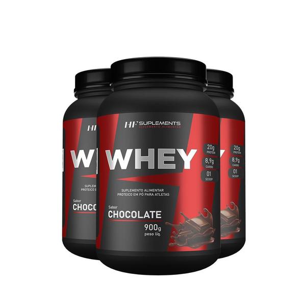 Imagem de 3X Whey Protein De Chocolate 900G Hf Suplements