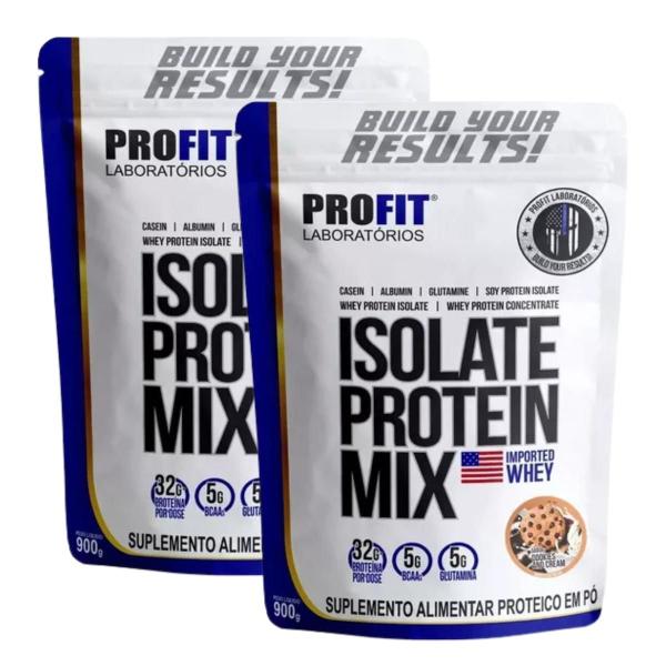 3x Whey Protein Isolado Mix Refil Cookies And Cream Profit 900g Imagem de 3x Whey Protein Isolado Mix Refil Cookies And Cream Profit 900g