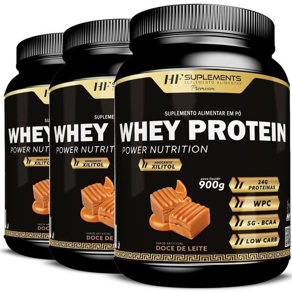 Imagem de 3X Whey Protein Power Nutrition Doce De Leite Hf Suplementos