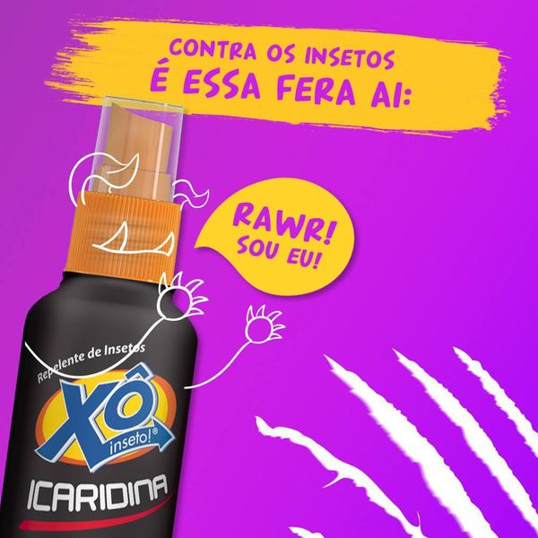 Imagem de 3x Xô inseto icaridina repelente de insetos proteção prolongada 12 horas de proteção spray 100ml 