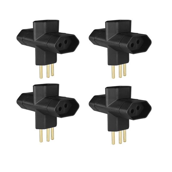 Imagem de 4 Adaptadores T Para Tomada 2p+t 10a Três Polos Margirius