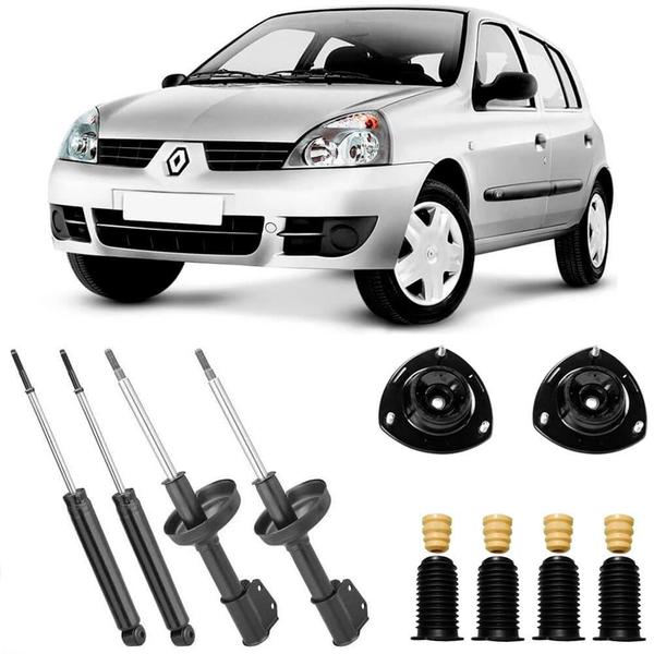 Imagem de 4 Amortecedor Renault Clio 2000 a 2011 Dianteiro Traseiro Nakata e Kit