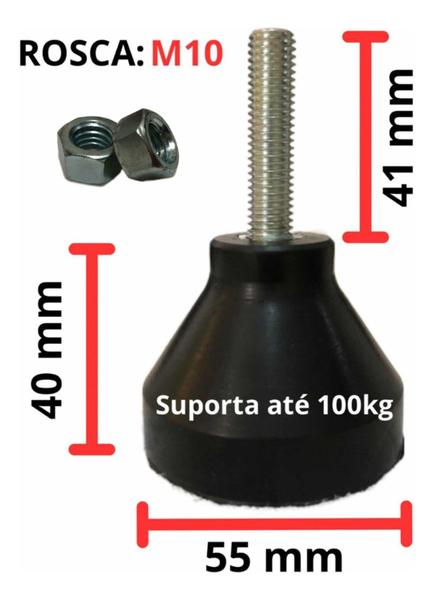 Imagem de 4 Amortecedor Vibração 400kg Vibra-stop Pé Borracha M10 mm