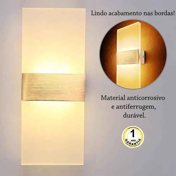 Imagem de 4 Arandela Dourado Escovado Acrilico Jateado Led 3000K Lup95