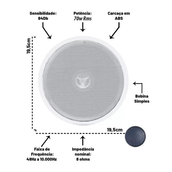 Imagem de 4 Arandelas Coaxial Teto Gesso Som + Amplificador Ls600w