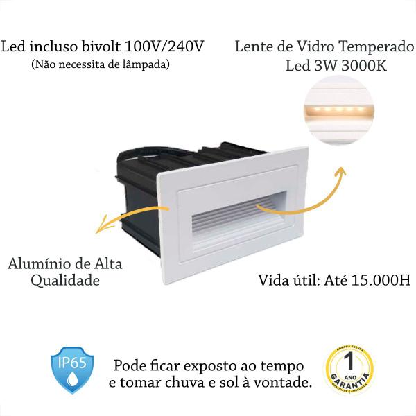 Imagem de 4 Balizador Externo Para Escada Parede Embutir LED 3000K Zan42