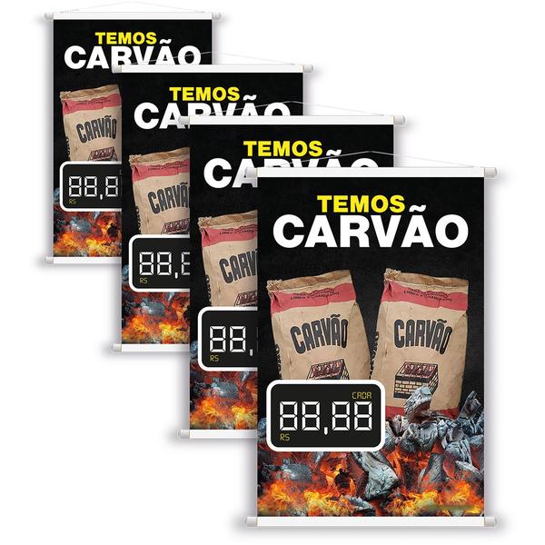 Imagem de 4 Banners Temos Carvão Com Campo Editável em Lona