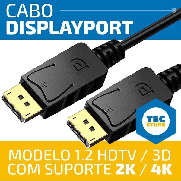 Imagem de 4 Cabos Displayport 1.2 4k 144hz Adaptador Dp Blindado 1,8m 3 D