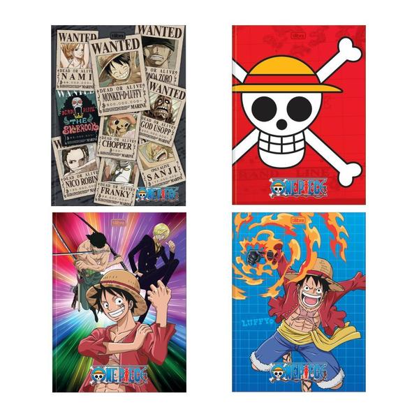 Imagem de 4 Caderno Brochurão One Piece + 1 Desenho 80 Folhas Tilibra