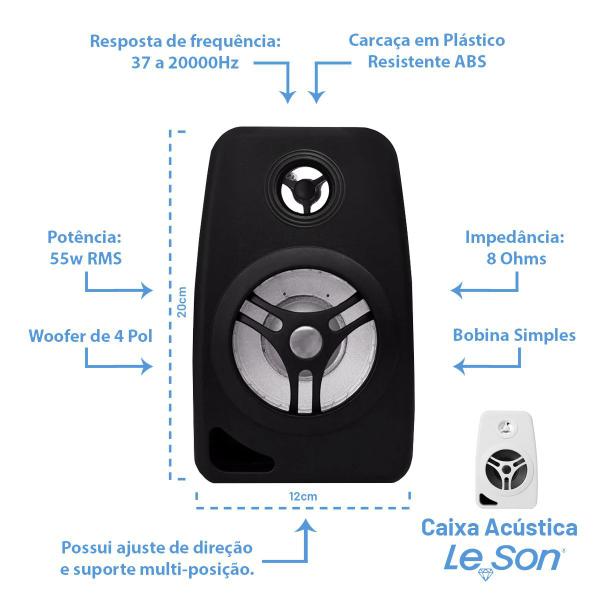 Imagem de 4 Caixa De Som Ambiente Leson Branca 70w 8 Ohms 4 Pol