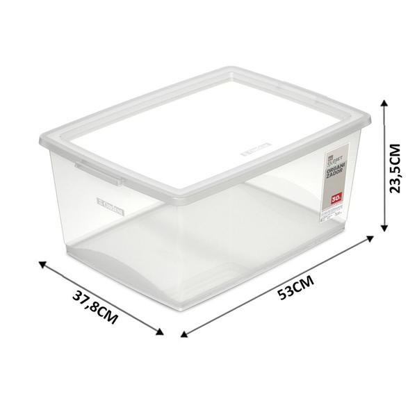 4 Caixa Organizadora Com Tampa Plástico Cristal Ordene 30l Imagem de 4 Caixa Organizadora Com Tampa Plástico Cristal Ordene 30l