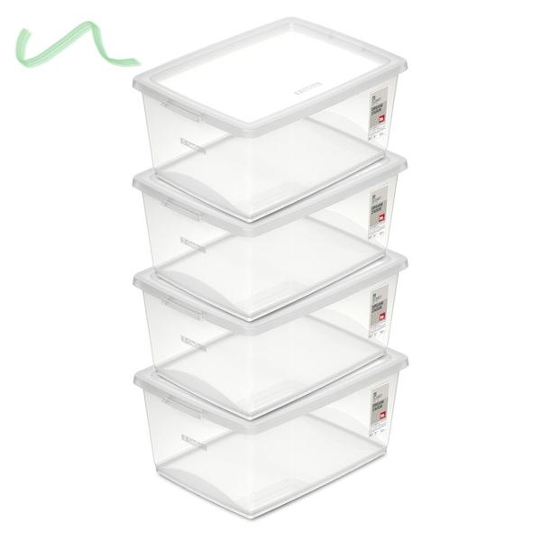 4 Caixa Organizadora Com Tampa Plástico Cristal Ordene 30l Imagem de 4 Caixa Organizadora Com Tampa Plástico Cristal Ordene 30l