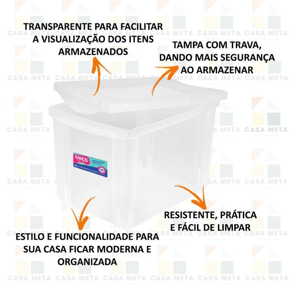 Imagem de 4 Caixa Organizadora Decorativa 30L Com Trava Transparente