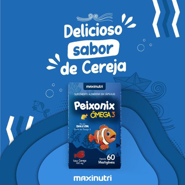 Imagem de 4 caixa peixonix omega 3 mastigavel 400mg 60cps sab cereja maxinutri